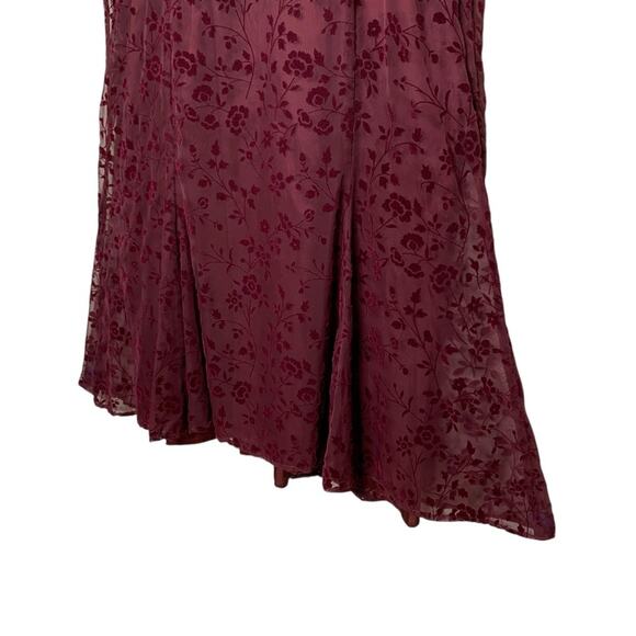 VTG CDC Evening Y2K Floral Emboss Velvet Maxi Dress 10 Burgundy Whimsigoth Vamp - Picture 7 of 13